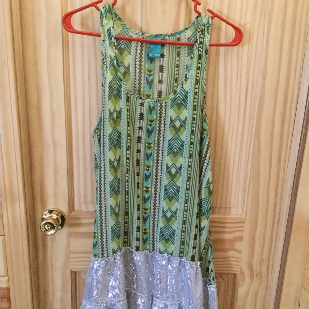 Turquoise haven Aztec and sequins dress